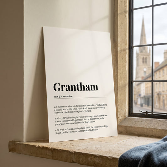 Your Town Merch — Grantham Dictionary Print lifestyle