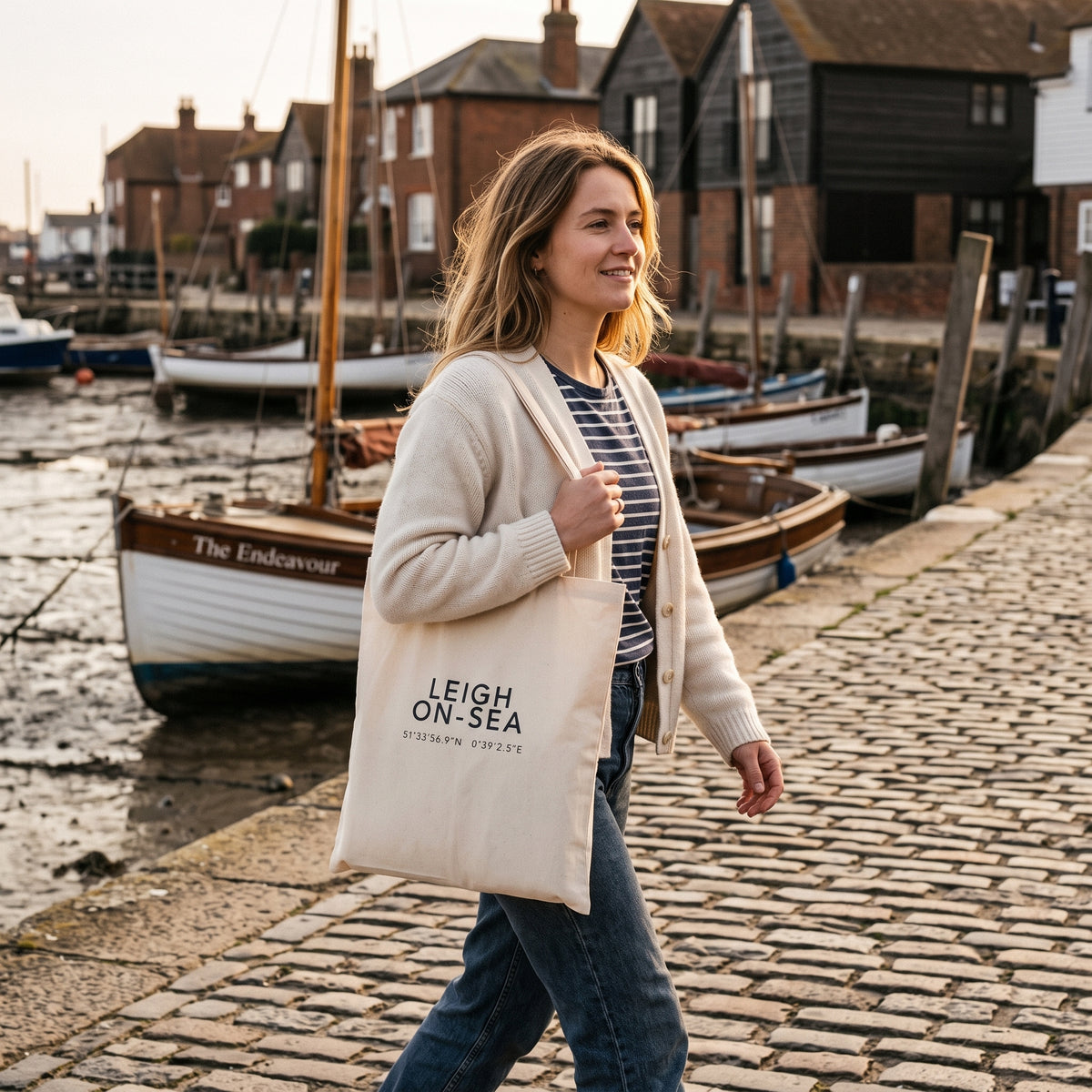 Your Town Merch — Leigh-on-Sea Coordinates Natural Tote lifestyle