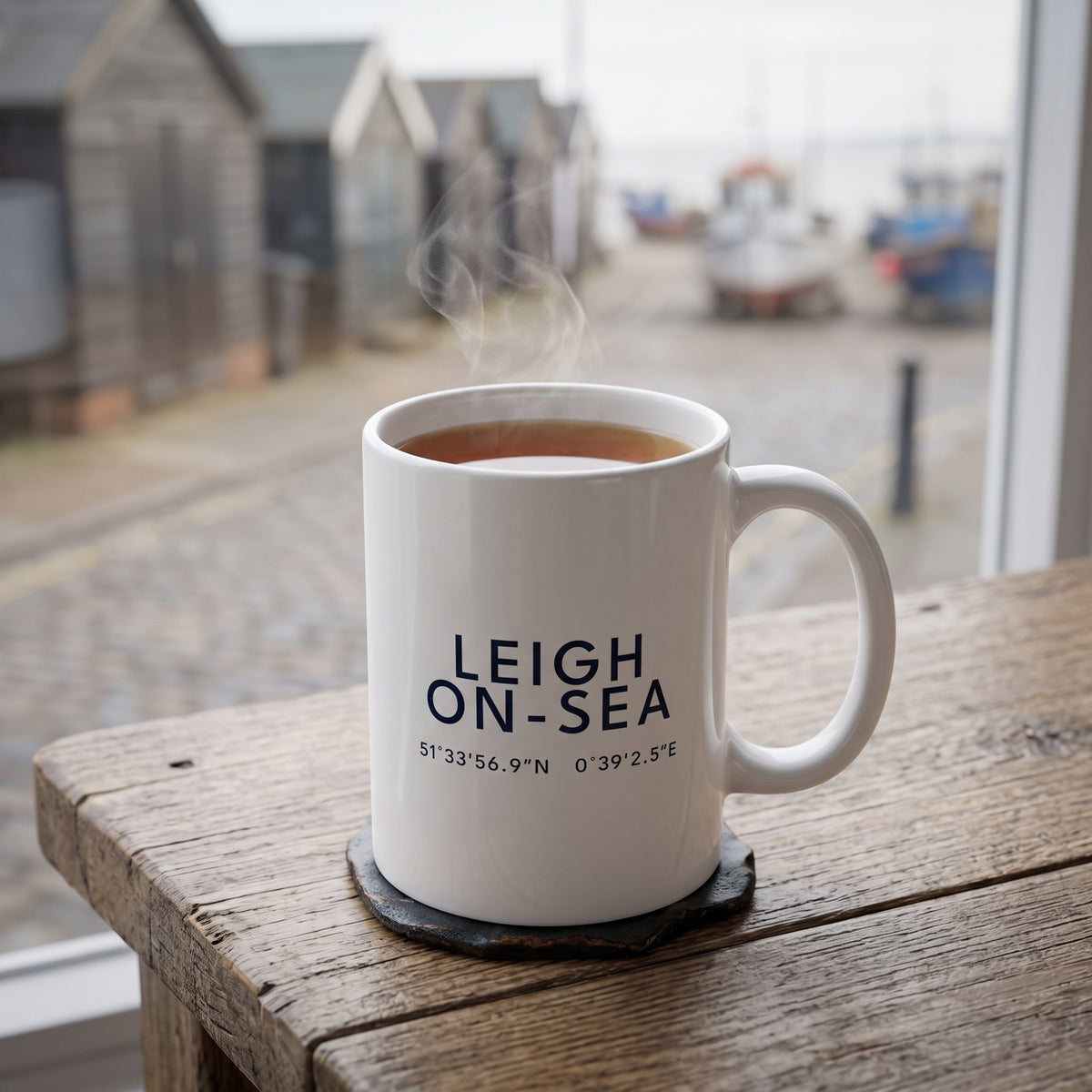 Your Town Merch — Leigh-on-Sea Coordinates Ceramic Mug lifestyle