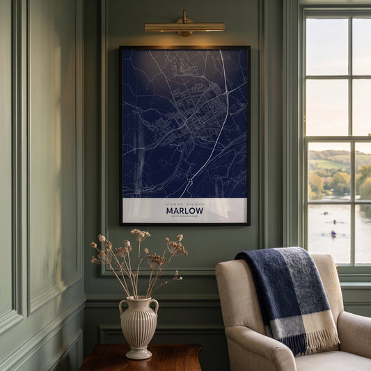 Marlow — Framed Map Print (Navy)