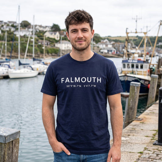 Falmouth — Coordinates Navy Tee