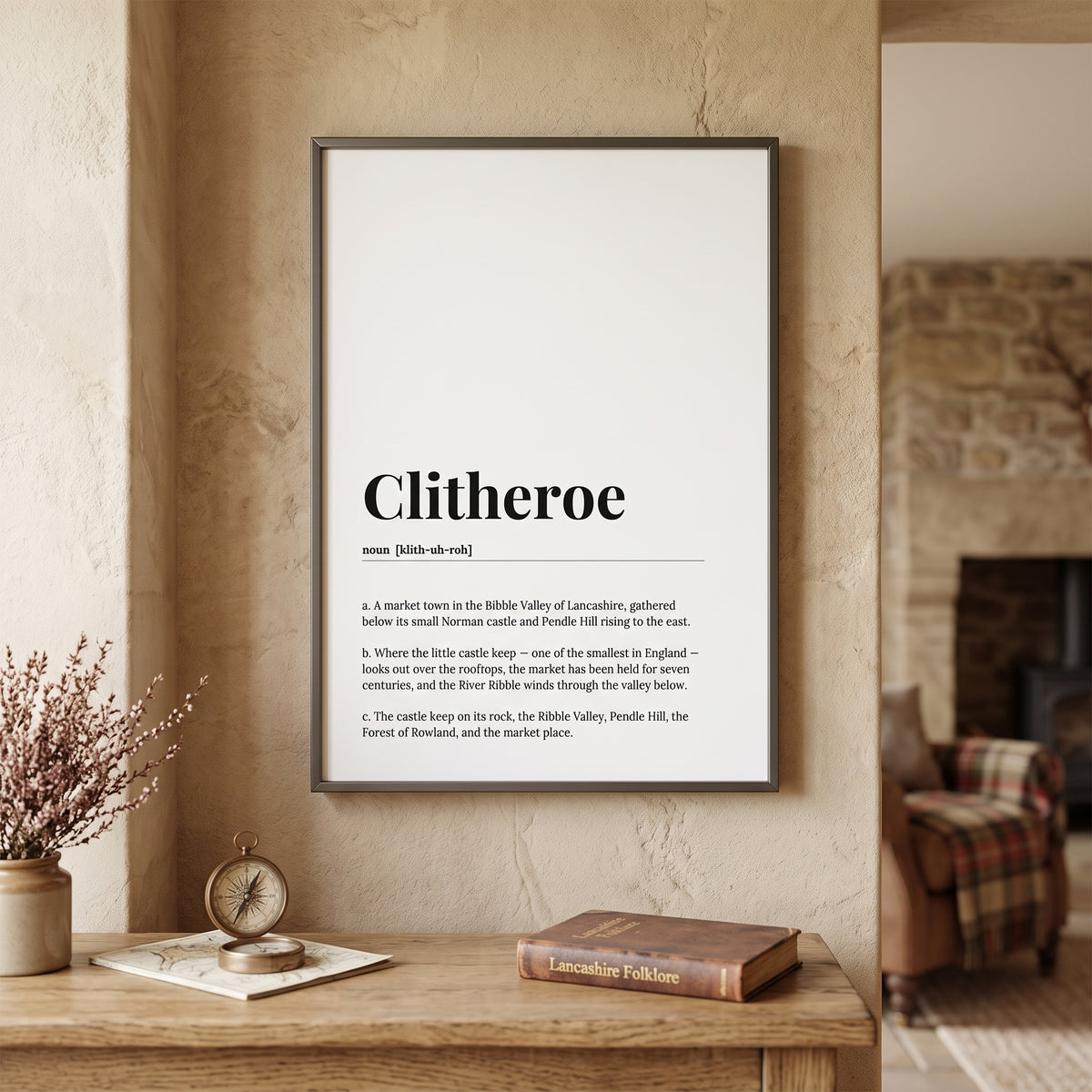 Your Town Merch — Clitheroe Dictionary Print lifestyle