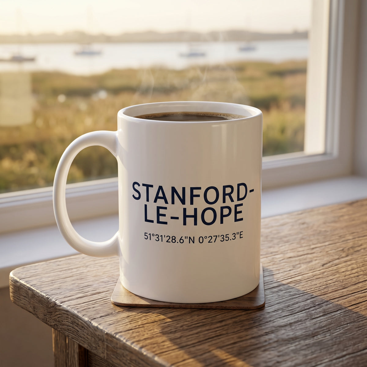 Your Town Merch — Stanford-le-Hope Coordinates Ceramic Mug lifestyle