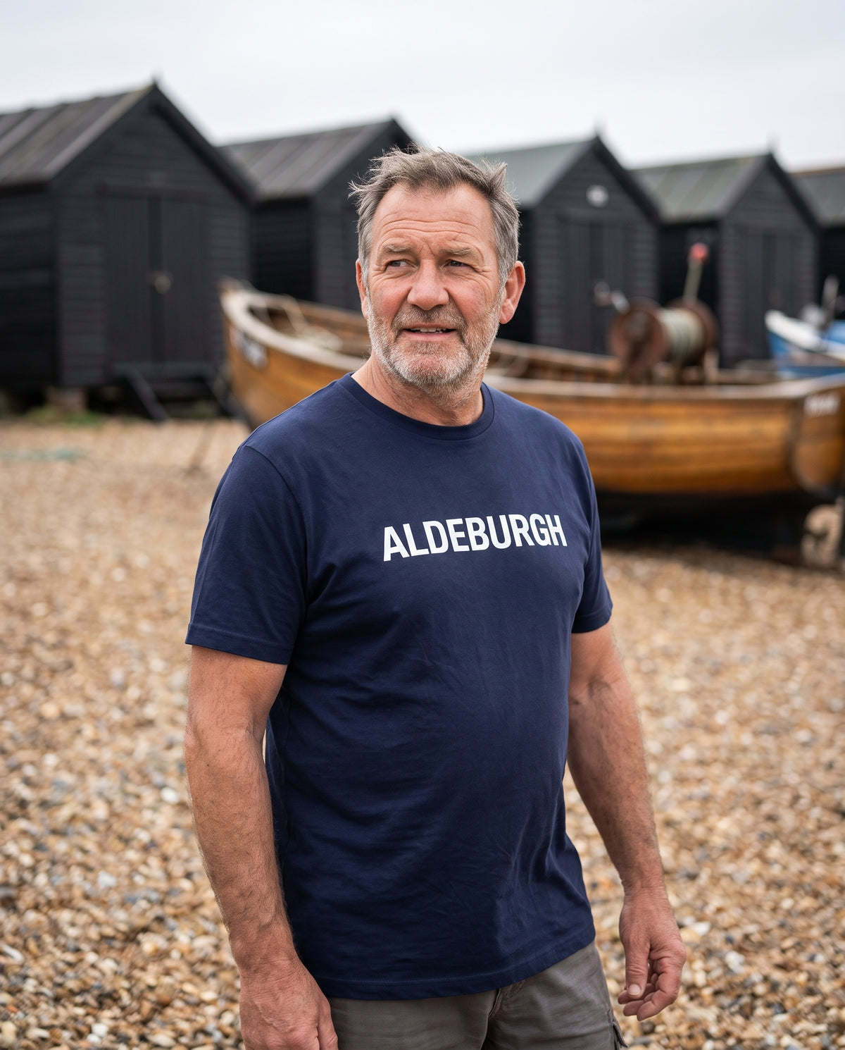 Your Town Merch — Aldeburgh Navy Tee lifestyle