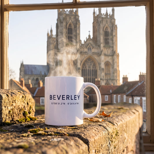Your Town Merch — Beverley — Coordinates Ceramic Mug lifestyle