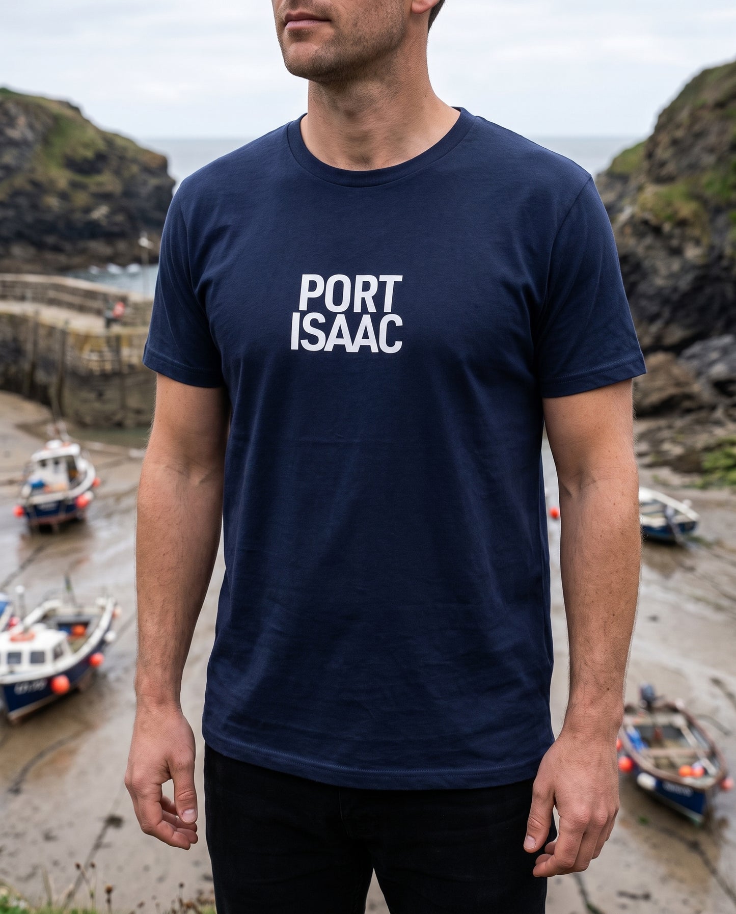 Port Isaac — Navy Tee