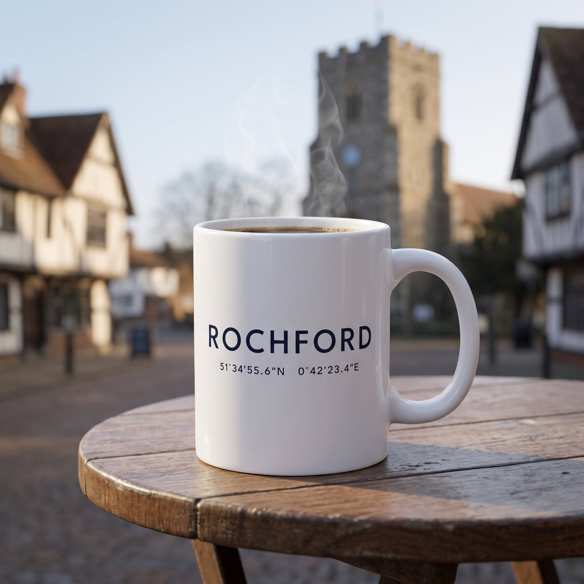 Your Town Merch — Rochford Coordinates Ceramic Mug lifestyle