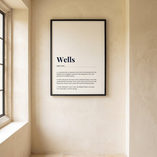 Your Town Merch — Wells Framed Dictionary Print lifestyle