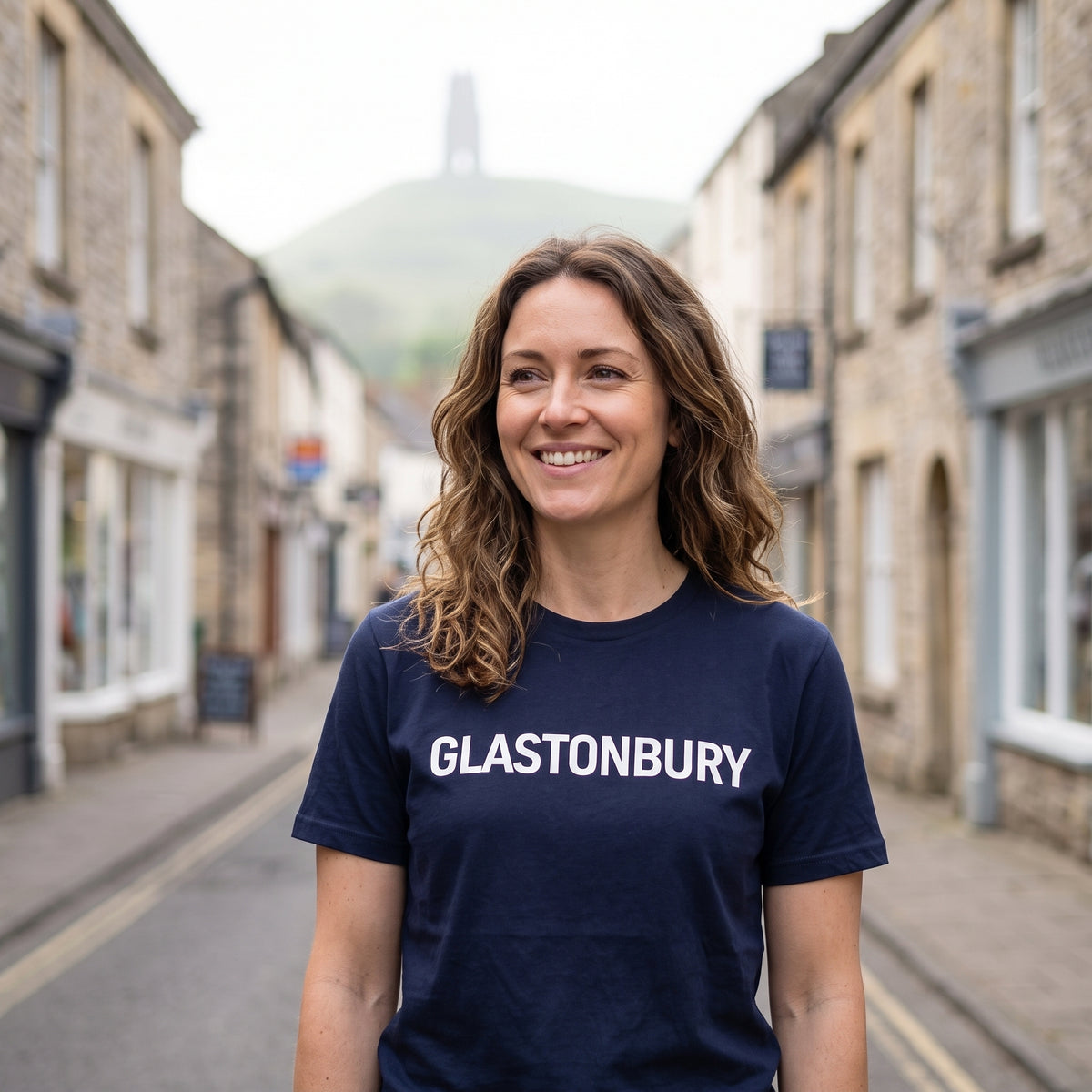 Your Town Merch — Glastonbury Navy Tee lifestyle