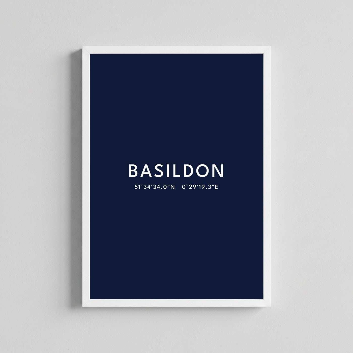 Basildon — Framed Coordinates Print (Navy)