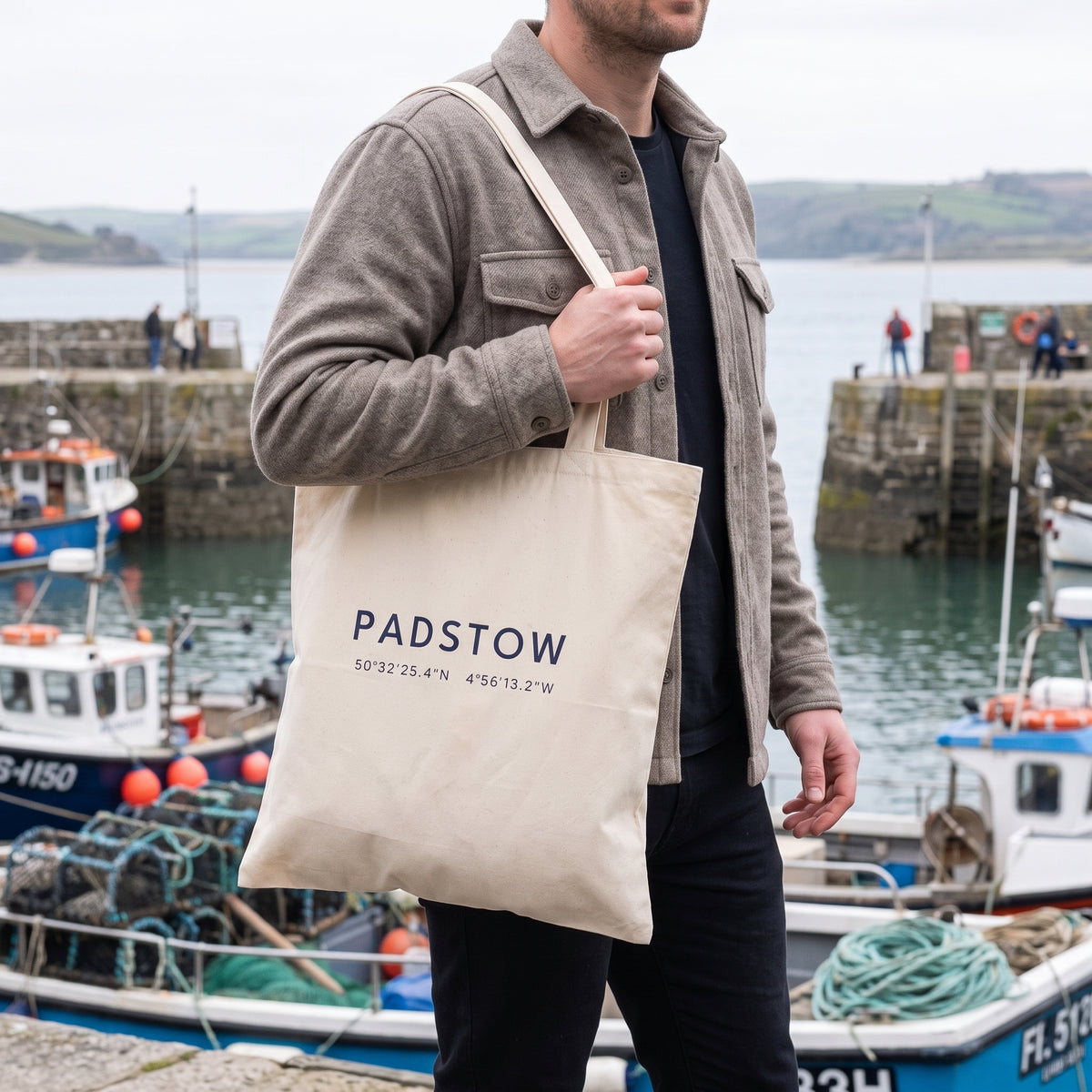 Your Town Merch — Padstow Coordinates Natural Tote lifestyle