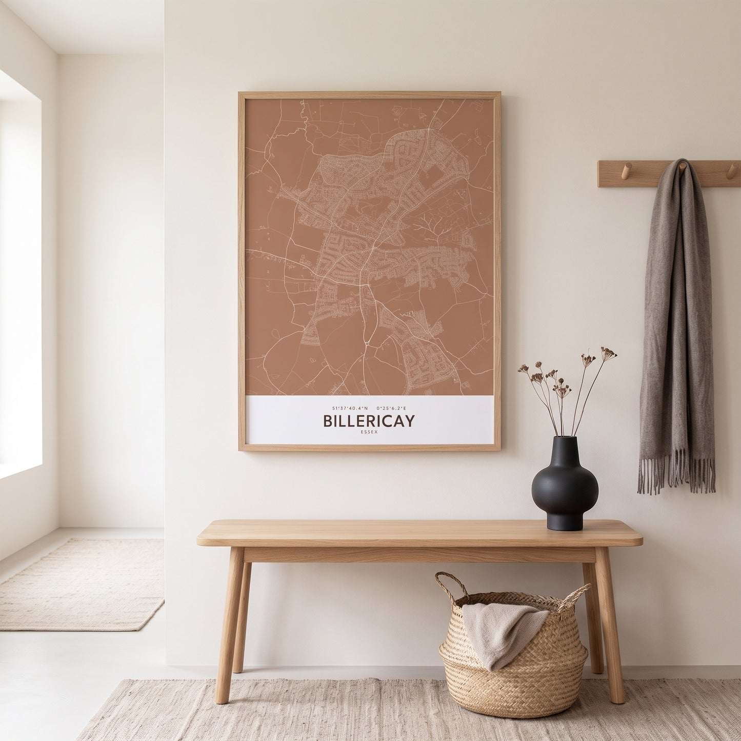 Billericay — Framed Map Print (Terracotta)