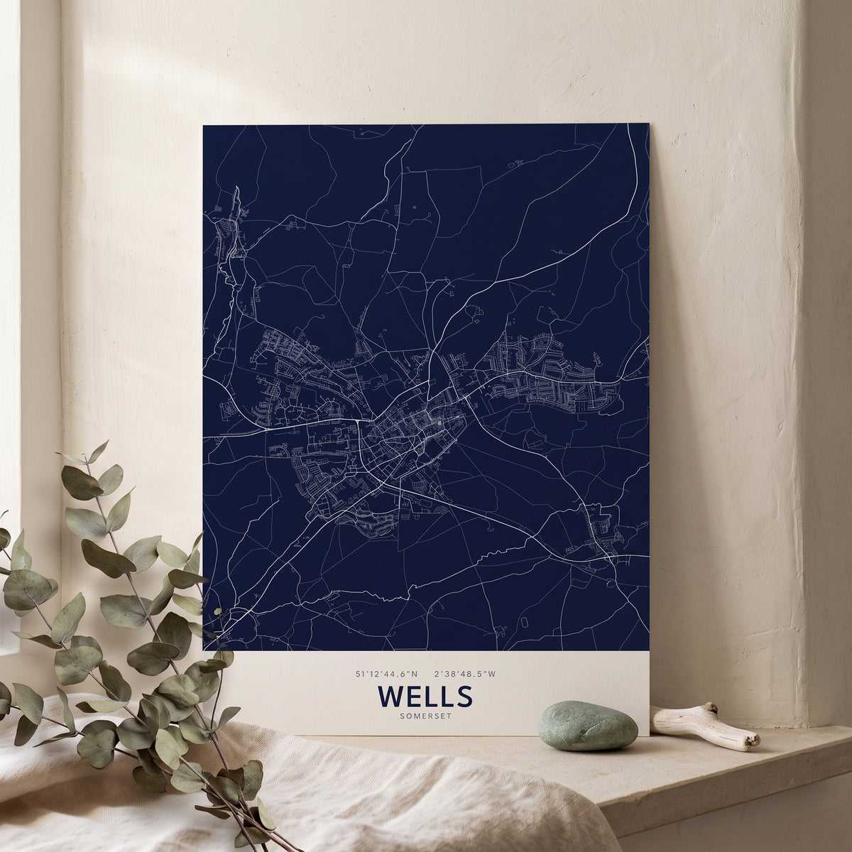 Your Town Merch — Wells Map Print lifestyle