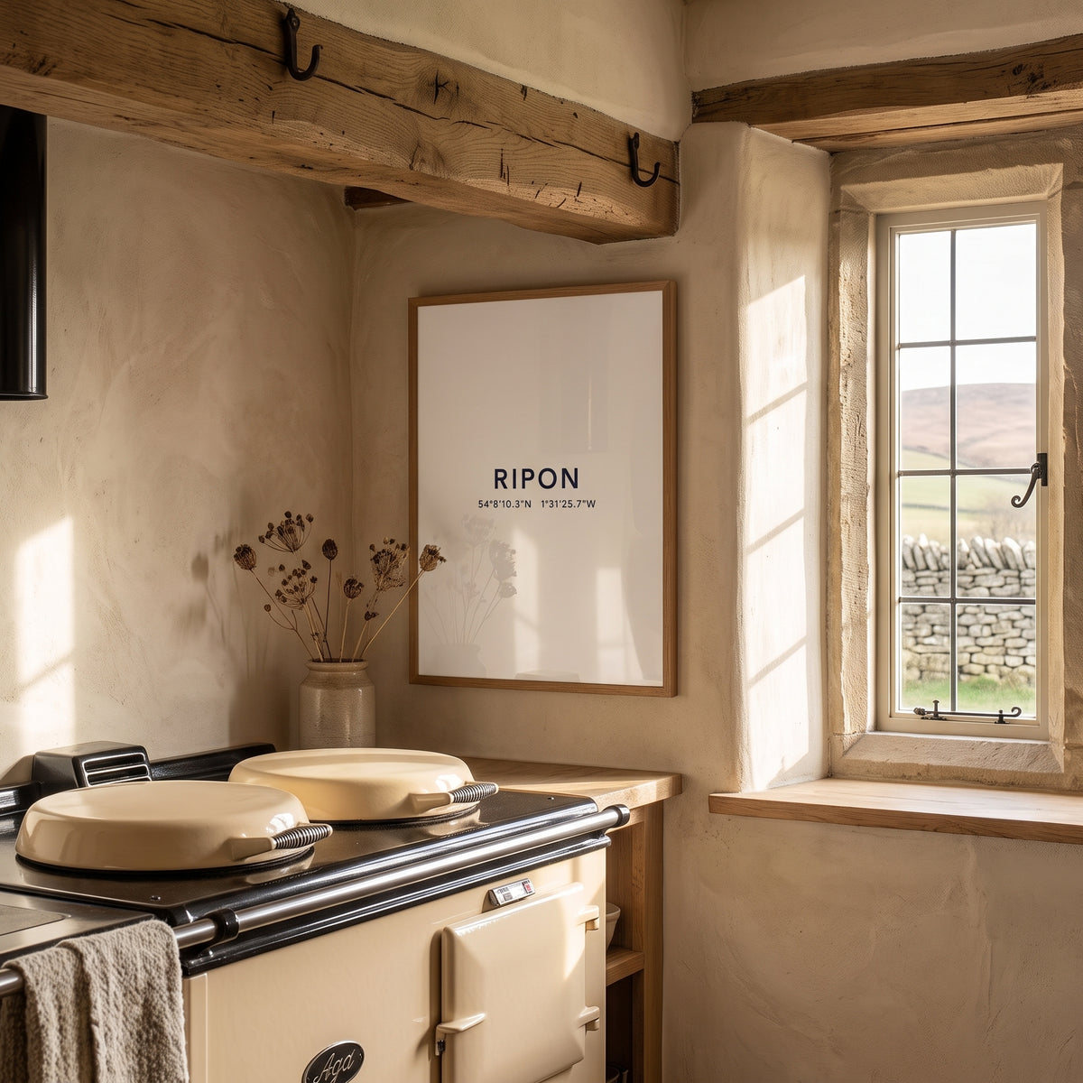 Your Town Merch — Ripon Framed Coordinates Print lifestyle