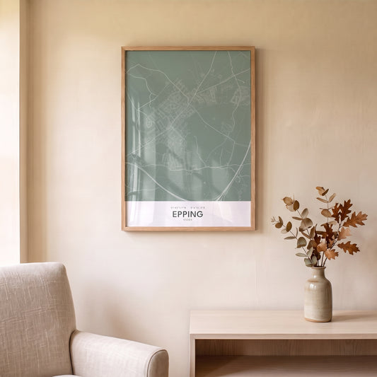 Epping — Framed Map Print (Sage)