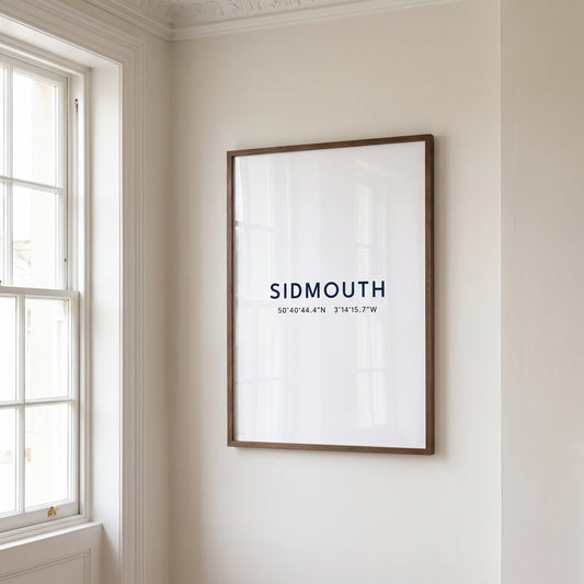 Sidmouth — Coordinates Print (White)