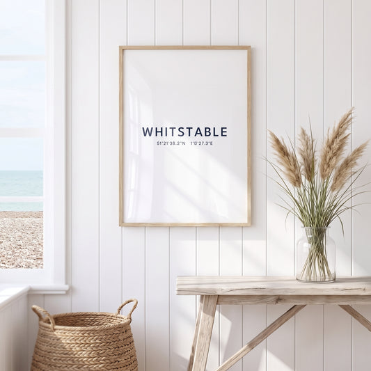 Your Town Merch — Whitstable Framed Coordinates Print lifestyle