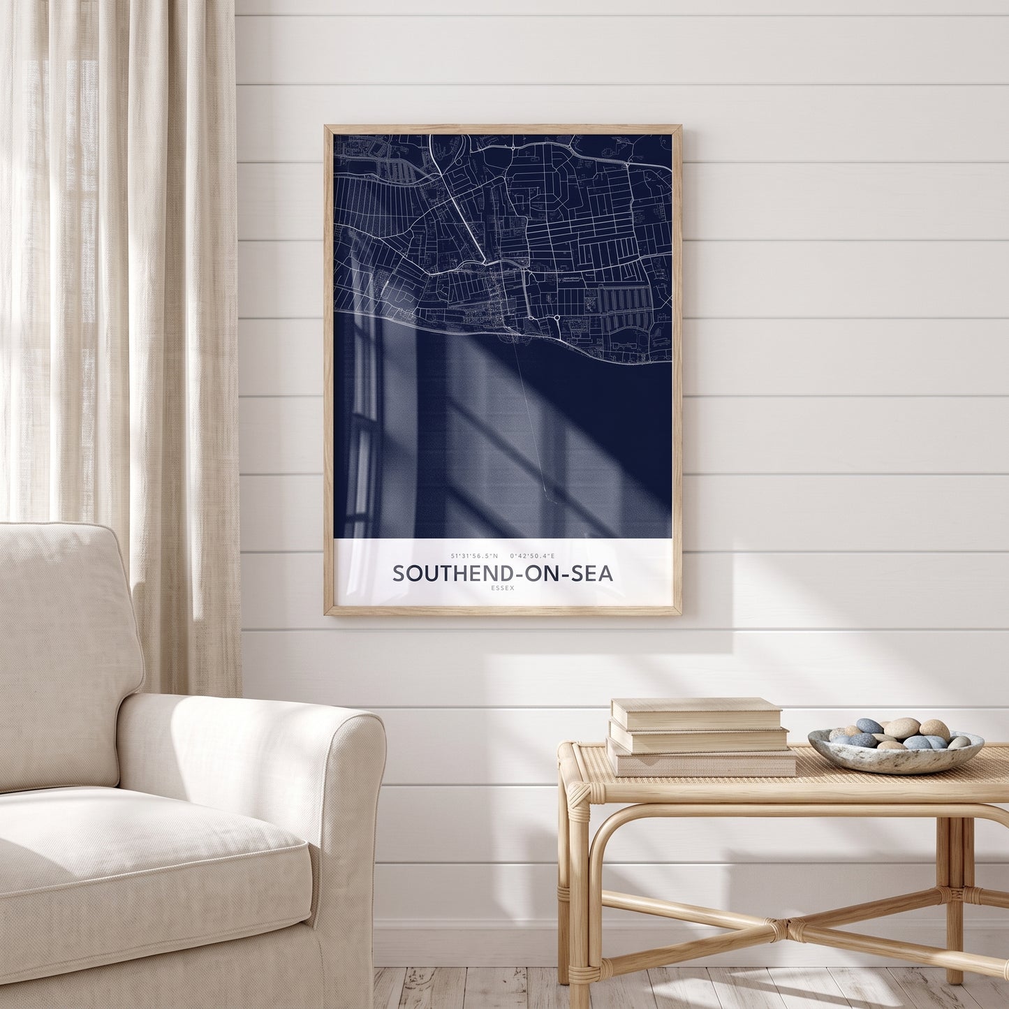Southend-on-Sea — Framed Map Print (Navy)