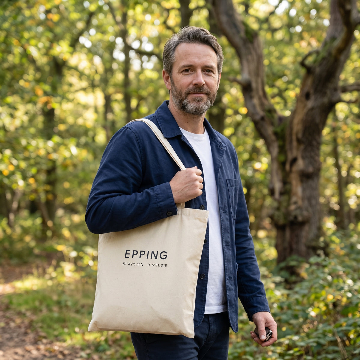 Your Town Merch — Epping Coordinates Natural Tote lifestyle