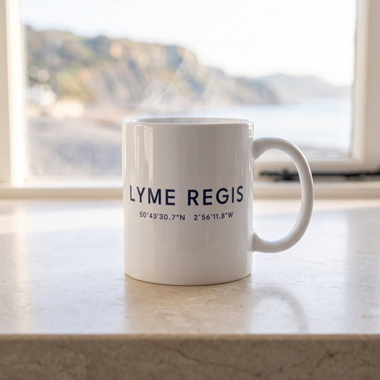 Lyme Regis — Coordinates Ceramic Mug lifestyle