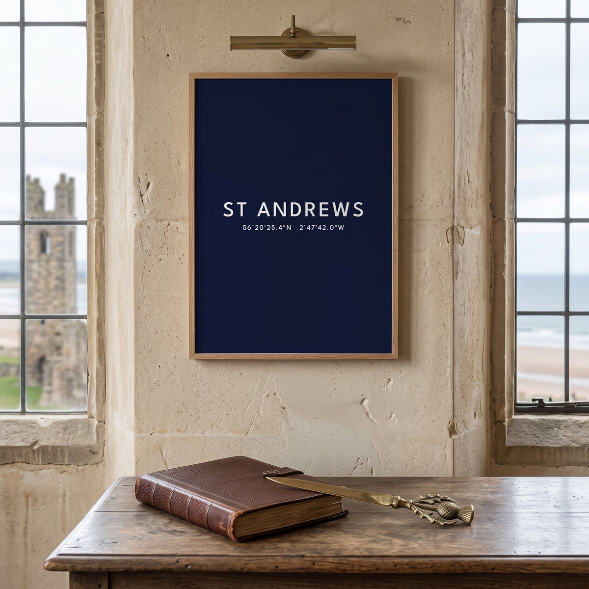 Your Town Merch — St Andrews Framed Coordinates Print (Navy) lifestyle