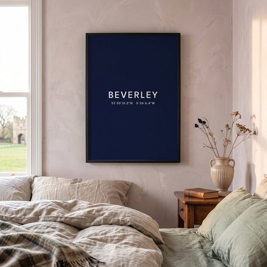 Beverley — Framed Coordinates Print (Navy)