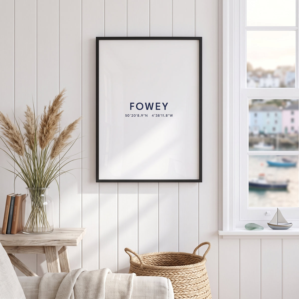 Fowey — Framed Coordinates Print