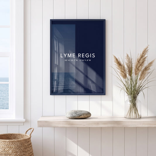 Lyme Regis — Framed Coordinates Print (Navy)
