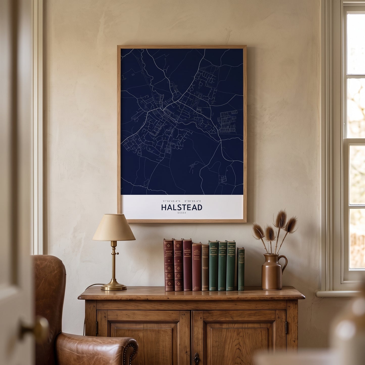 Halstead — Framed Map Print (Navy)