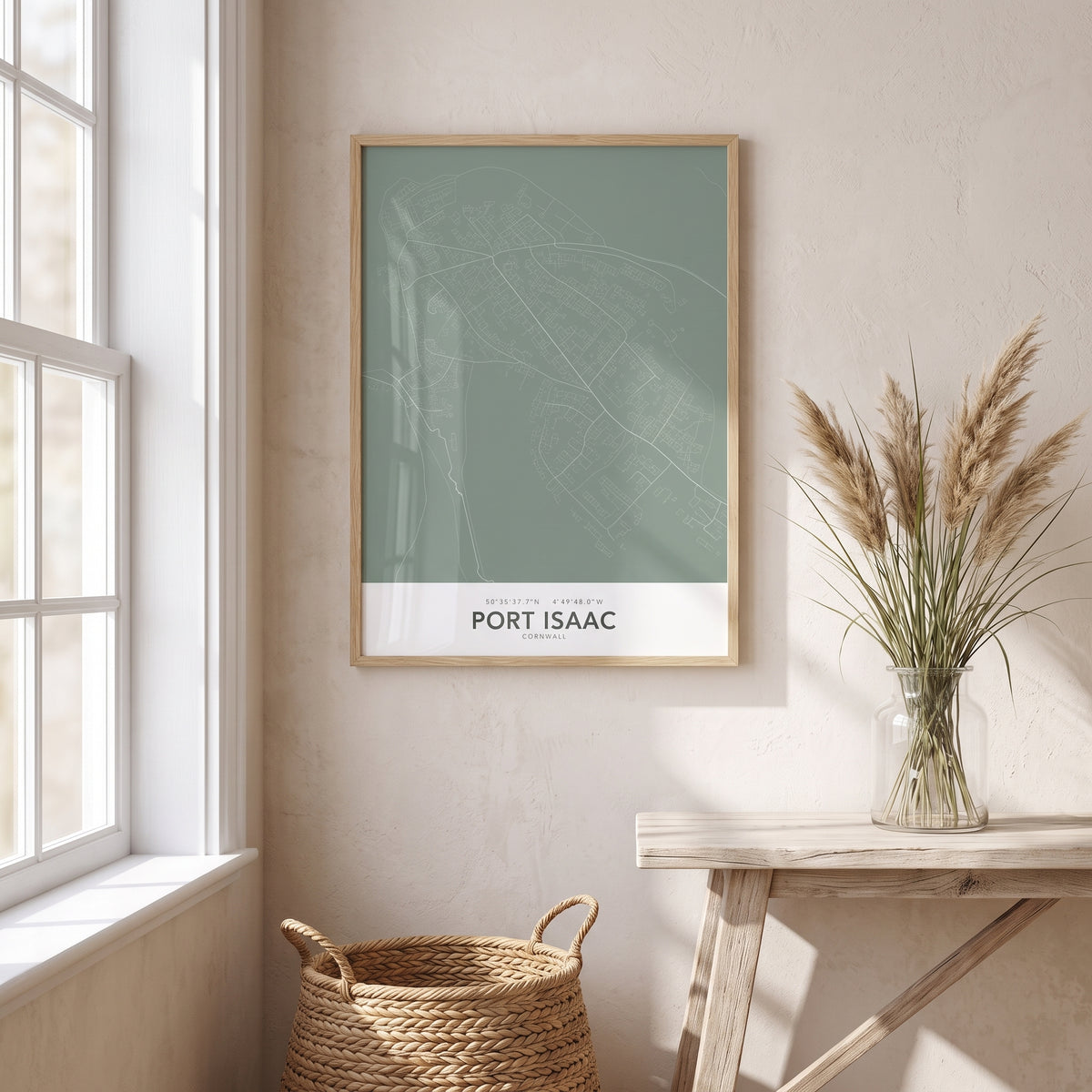 Your Town Merch — Port Isaac Framed Map Print (Sage) lifestyle
