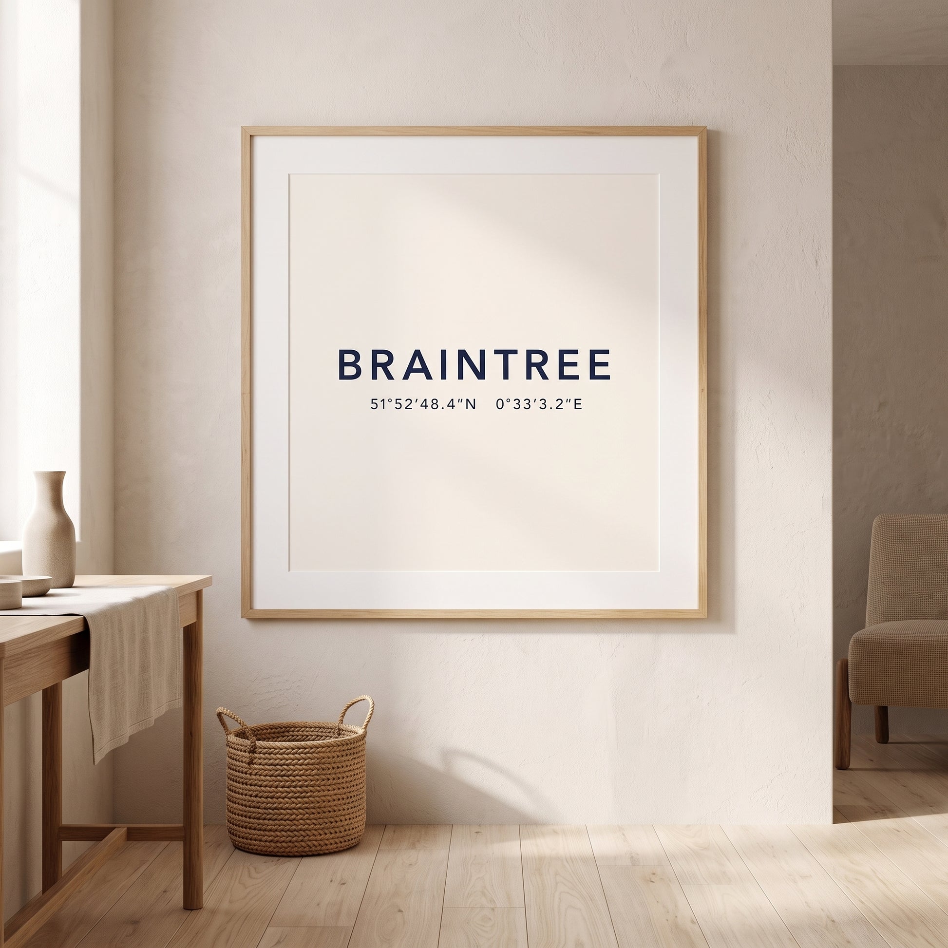 Your Town Merch — Braintree — Coordinates Print (White)