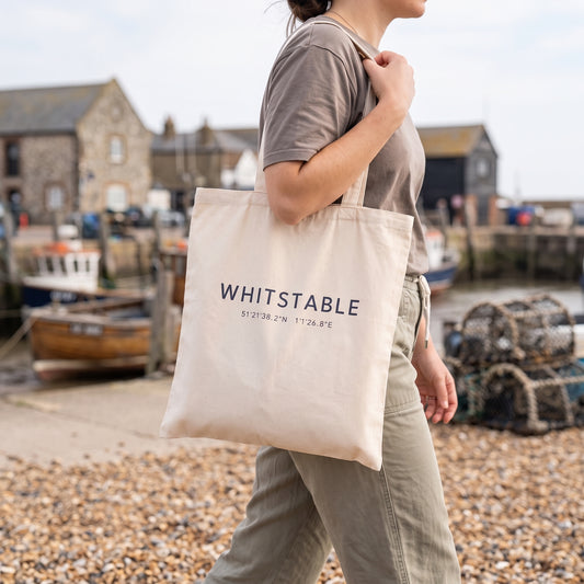 Your Town Merch — Whitstable Coordinates Natural Tote lifestyle