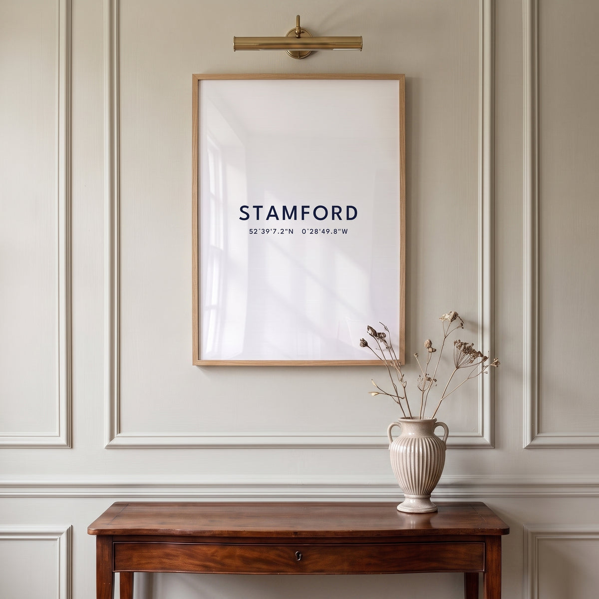 Your Town Merch — Stamford Framed Coordinates Print lifestyle