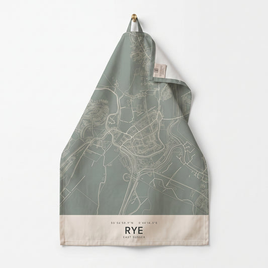 Your Town Merch — Rye Map Tea Towel lifestyle