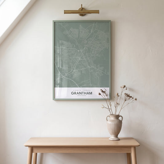 Grantham — Framed Map Print (Sage)