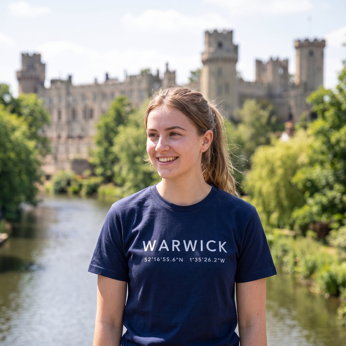 Your Town Merch — Warwick Coordinates Navy Tee lifestyle