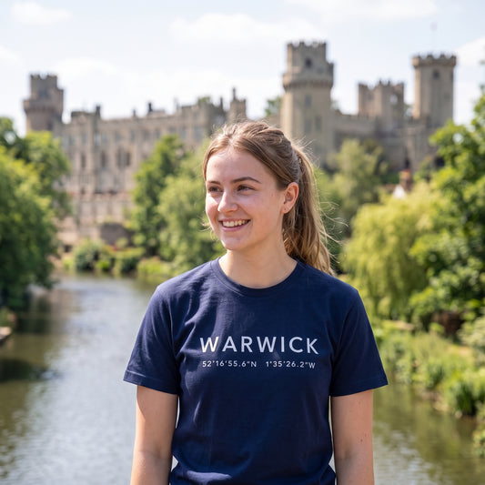 Your Town Merch — Warwick Coordinates Navy Tee lifestyle