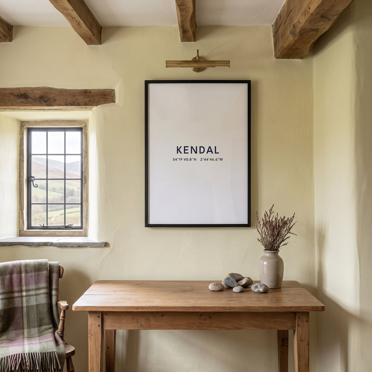 Your Town Merch — Kendal Framed Coordinates Print lifestyle
