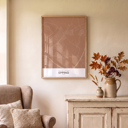 Epping — Framed Map Print (Terracotta)