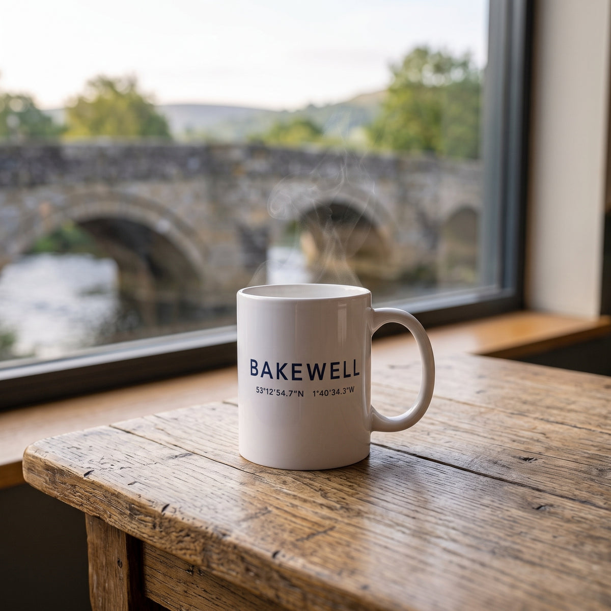 Your Town Merch — Bakewell Coordinates Ceramic Mug lifestyle