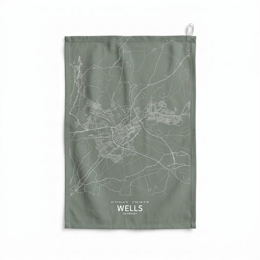 Your Town Merch — Wells Map Tea Towel lifestyle