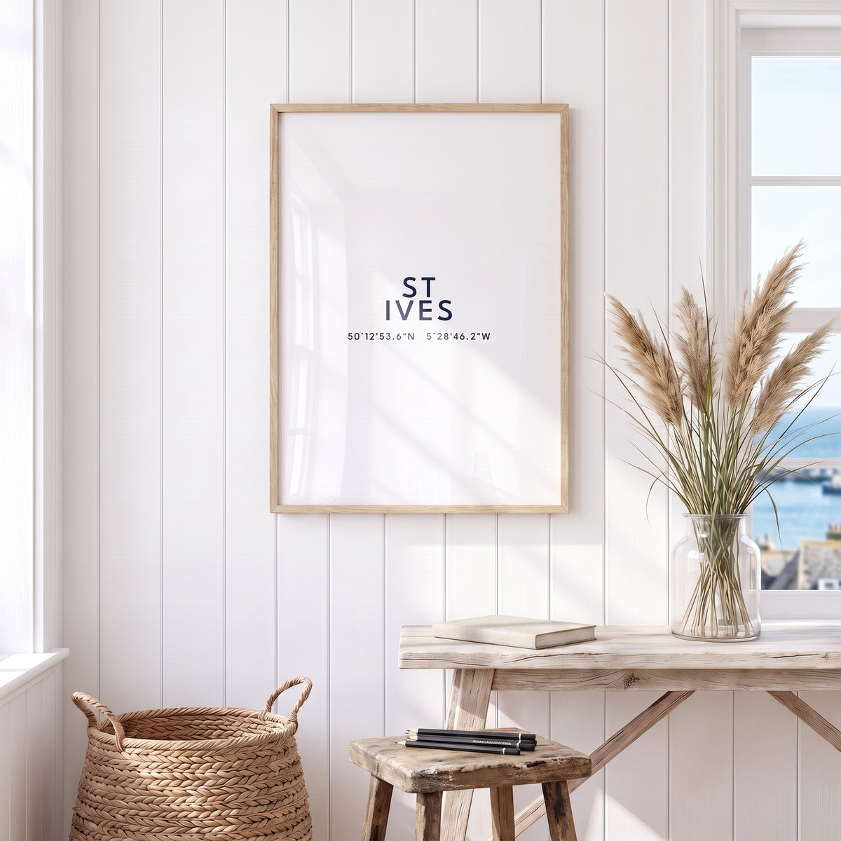 Your Town Merch — St Ives Framed Coordinates Print lifestyle