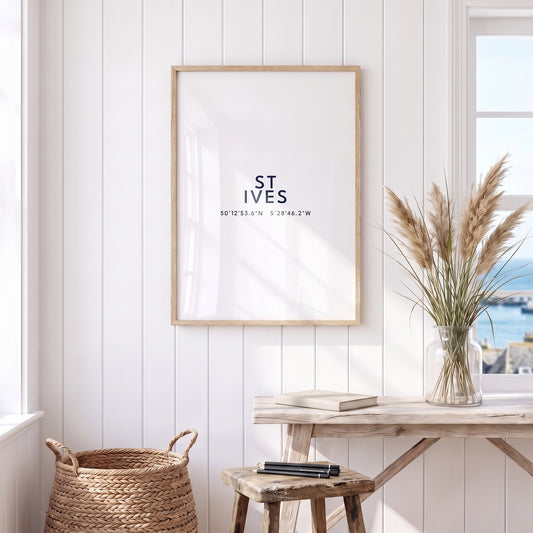St Ives — Framed Coordinates Print