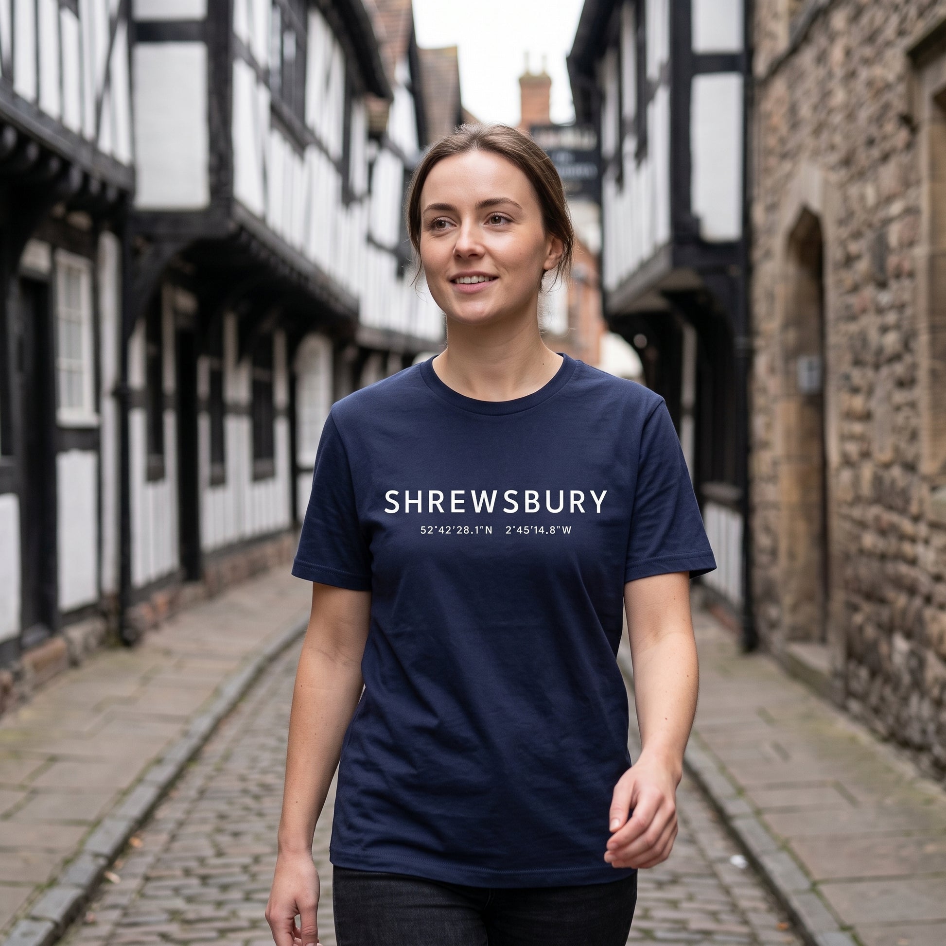 Your Town Merch — Shrewsbury — Coordinates Navy Tee
