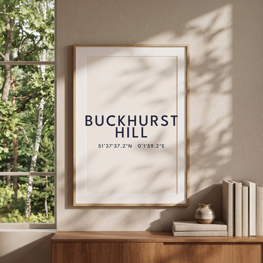 Buckhurst Hill — Framed Coordinates Print