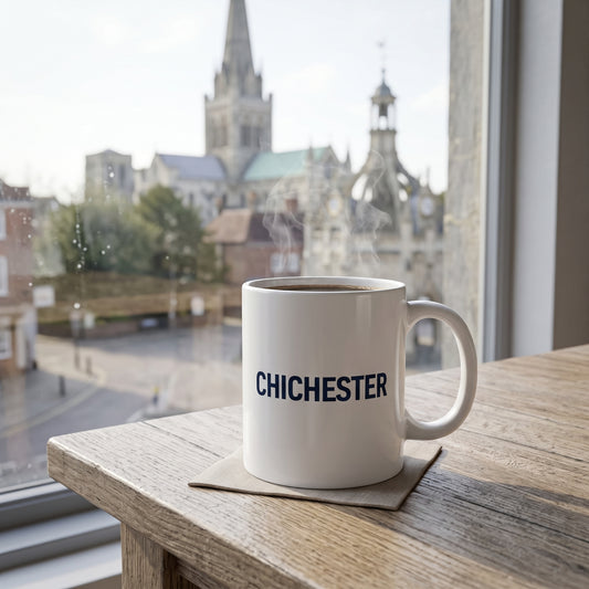 Your Town Merch — Chichester Ceramic Mug lifestyle