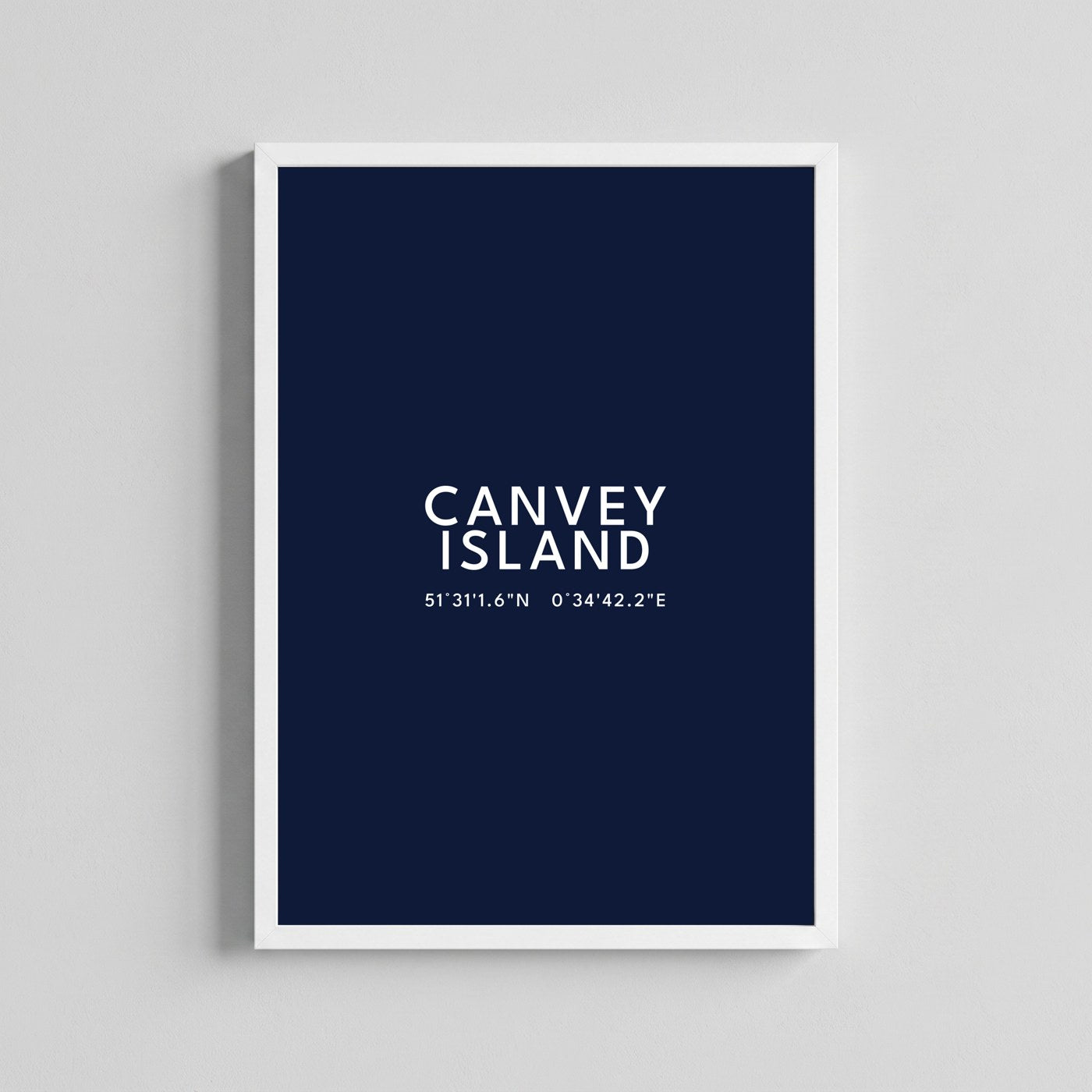 Canvey Island — Framed Coordinates Print (Navy)