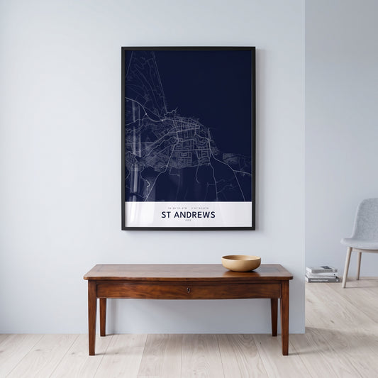 Your Town Merch — St Andrews Framed Map Print (Navy) lifestyle