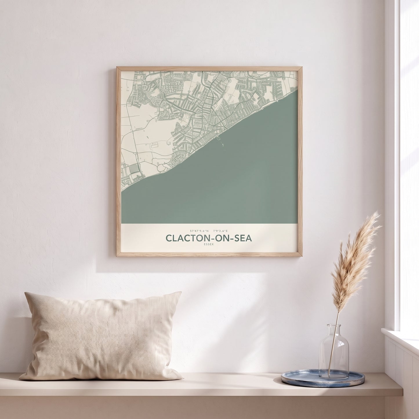 Clacton-on-Sea — Framed Map Print (Sage)