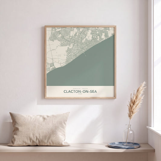 Clacton-on-Sea — Framed Map Print (Sage)